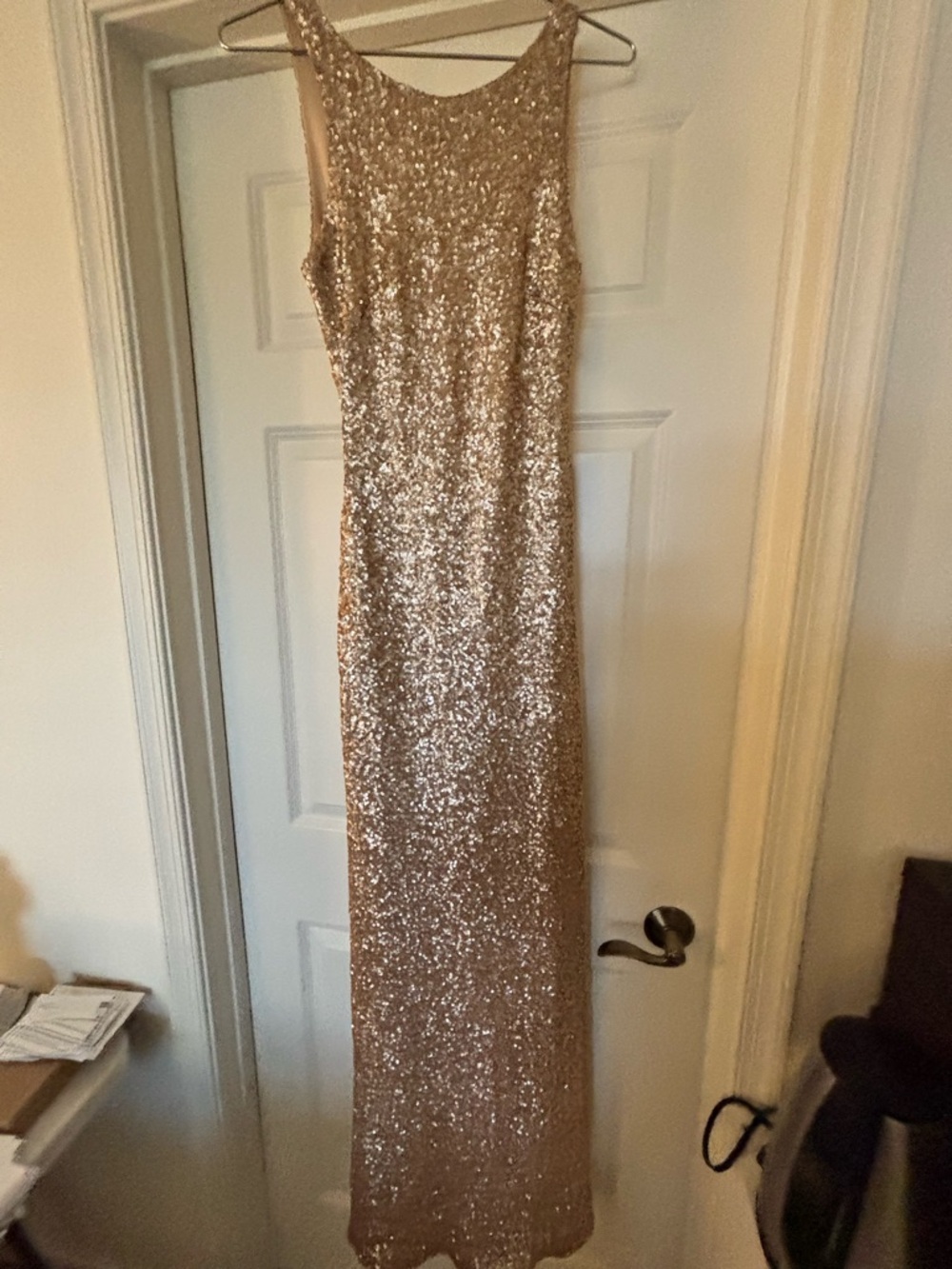 Perfect Prom Dress Gold Sequin Sleeveless Gown